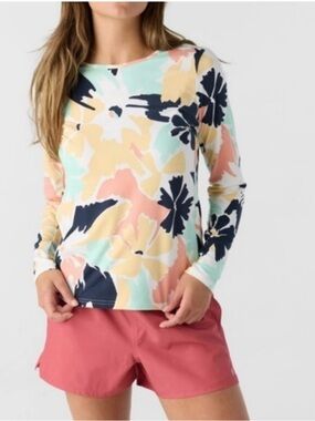 Hang Ten Sunray Women's Long Sleeve Sun Tee Size Large Floral Colorful UPF Sun